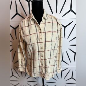 Madewell Flannel Oversized Ex-Boyfriend Shirt Windowpane Plaid
